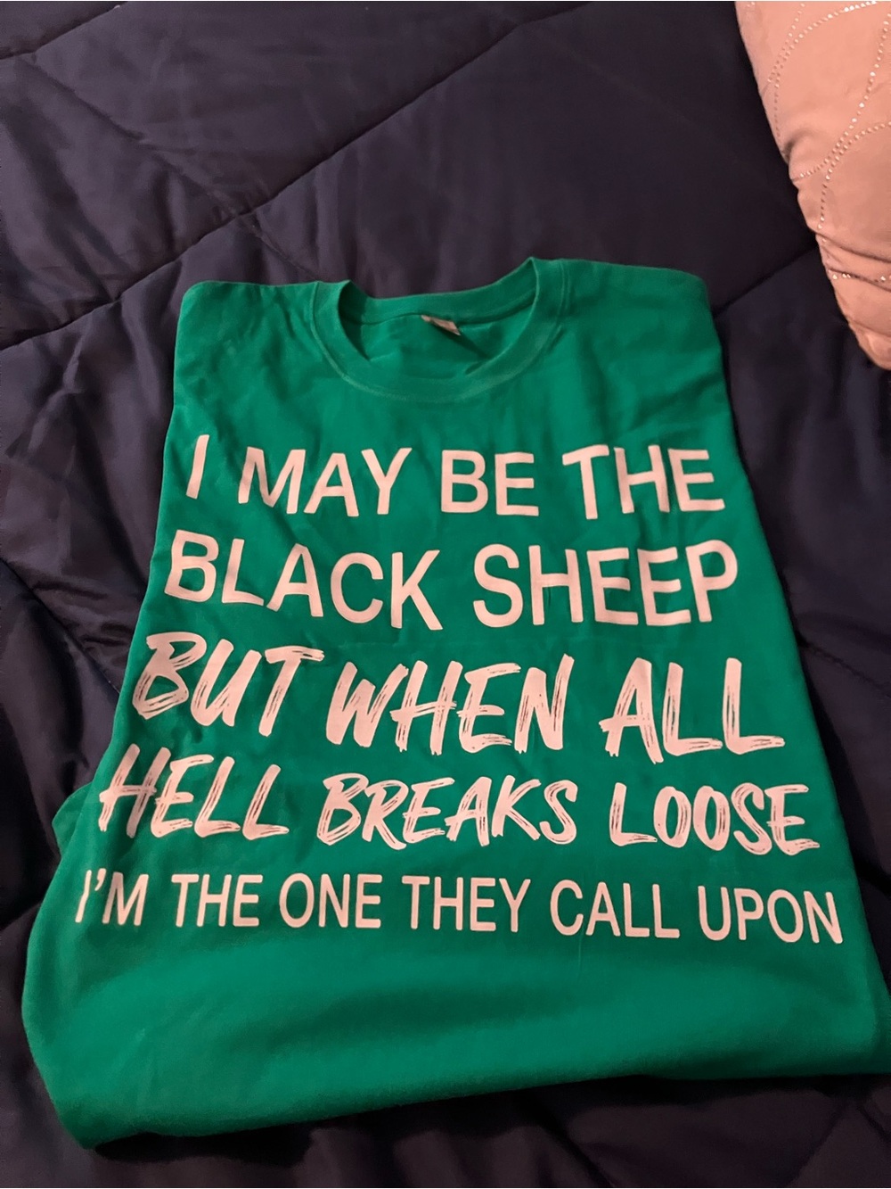 Green Short Sleeve Graphic Tee - Bold White Text